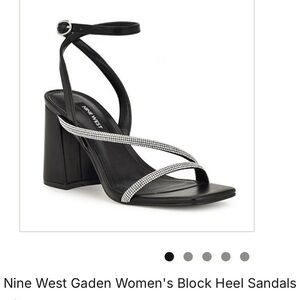 Nine West Black Strappy Block Heel Sandals